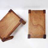 Pair of rustic side tables / bedside tables - 1960s