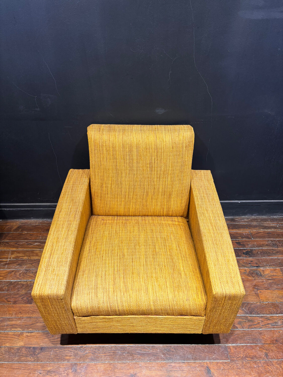 Pair of vintage mustard yellow armchairs – 1970s design