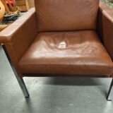 Leather armchair, 1970s, manufacturer Sitag, cognac brown leather.