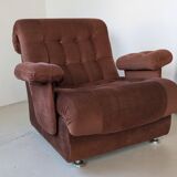 Fauteuil space age,en velours côtelé des années 70