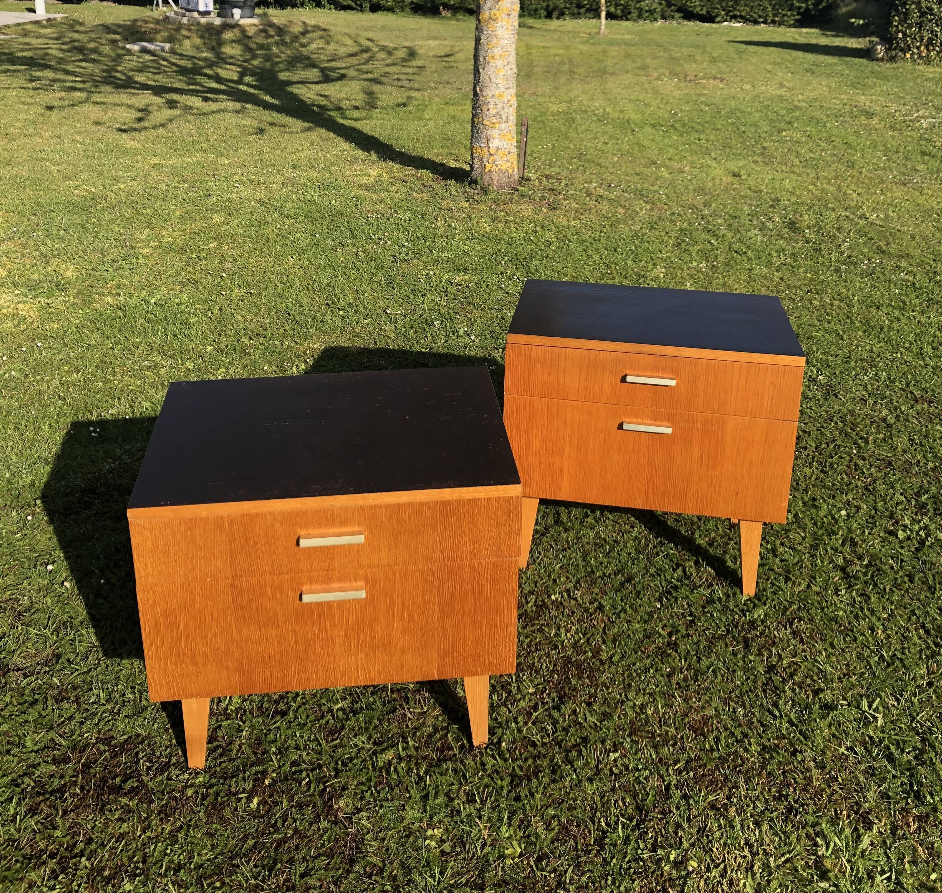 Vintage 1960s blond wood bedsides