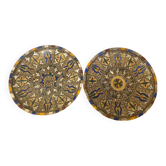 Paire De Plat Ancien SAFI Terre Cuite Émaillée Marocain Années 50 Vint
