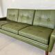 Vintage Danish mid-century Svend Skipper 3 person sofa in olive green leather 1965