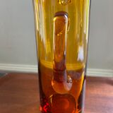 Amber pitcher bubbled glass