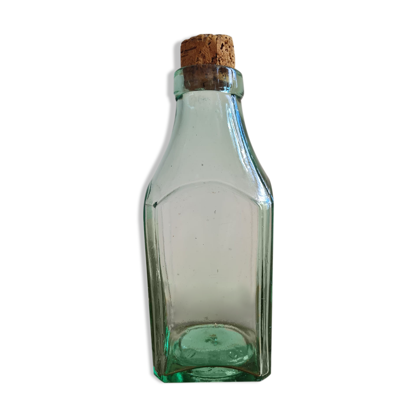 Green blown glass bottle