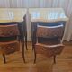 Pair of Louis XV style bedside tables with marquetry and marble top