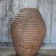 Old basket, straw and bramble bourgne, woven basket, interior decoration.