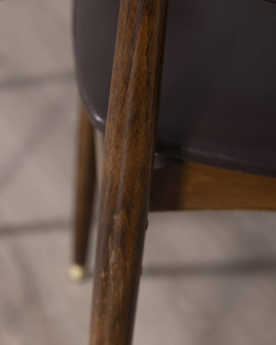 Set of 8 vintage 1960s wood and leather chairs designed by anonima castelli