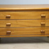 Vintage solid elm chest of drawers, 1970