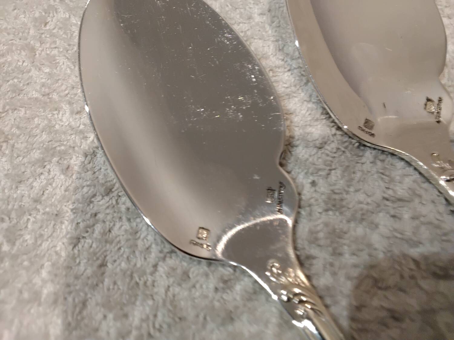 2 individual metal silver-plated sauce spoons by Christofle Marly