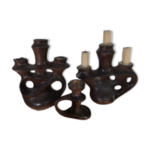 lot de bougeoirs en céramique