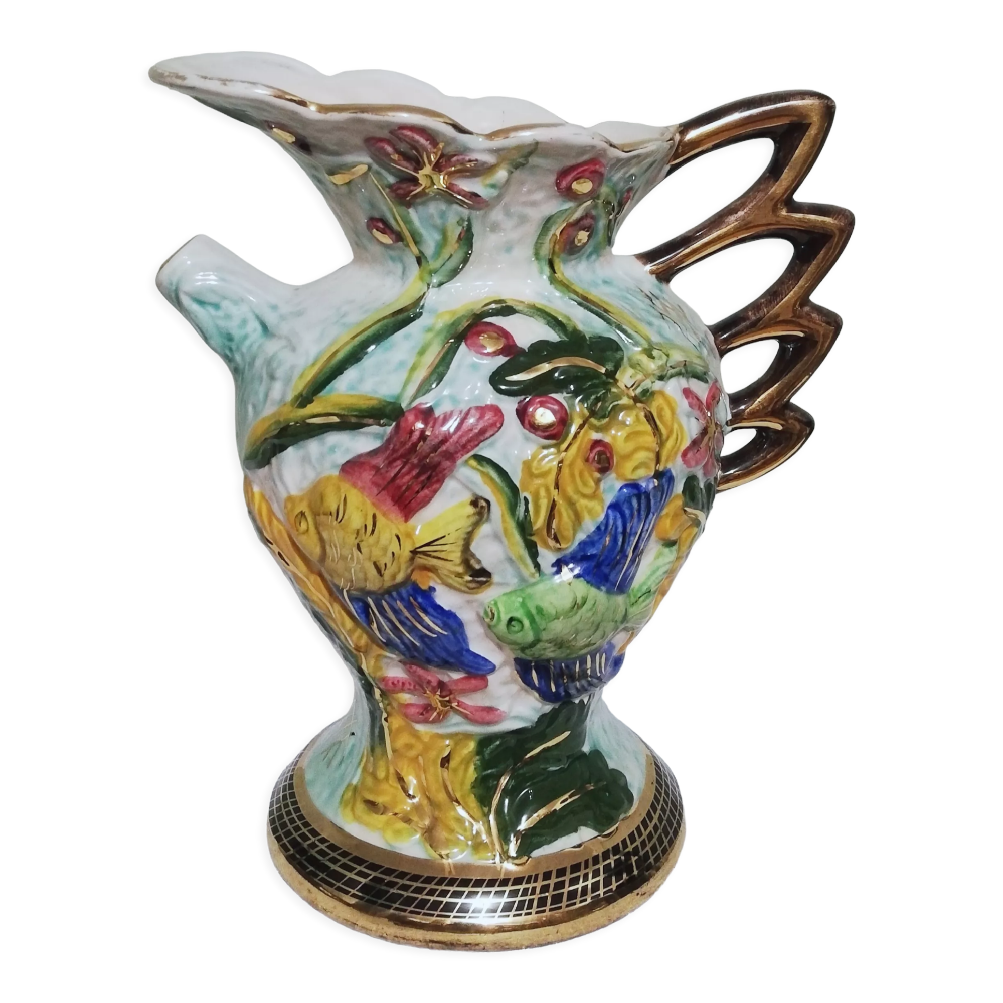 Ceramic pitcher vase signed Hubert Bequet