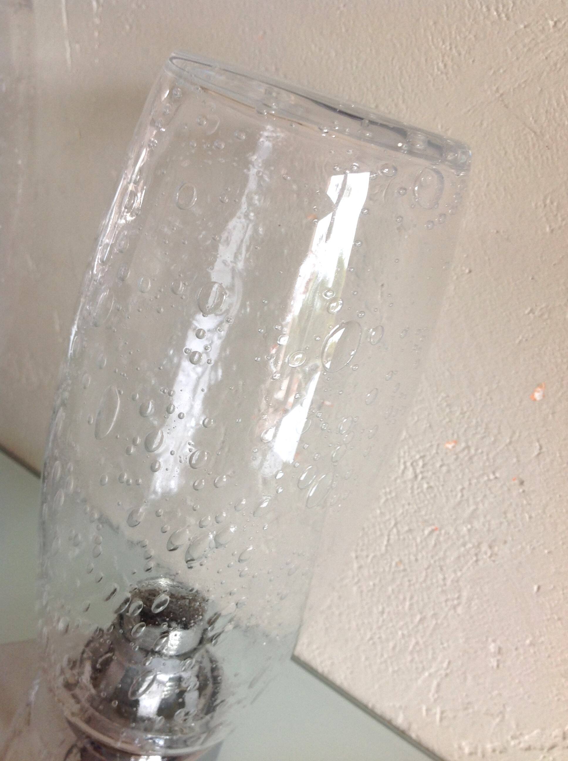 Pair of vintage 1970s-80s glass and chrome wall lights with teardrop shapes