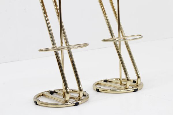 Tabourets de bar italiens vintage en laiton, lot de 2