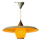 Vintage Louis Kalff enamel opaline glass pendant lamp