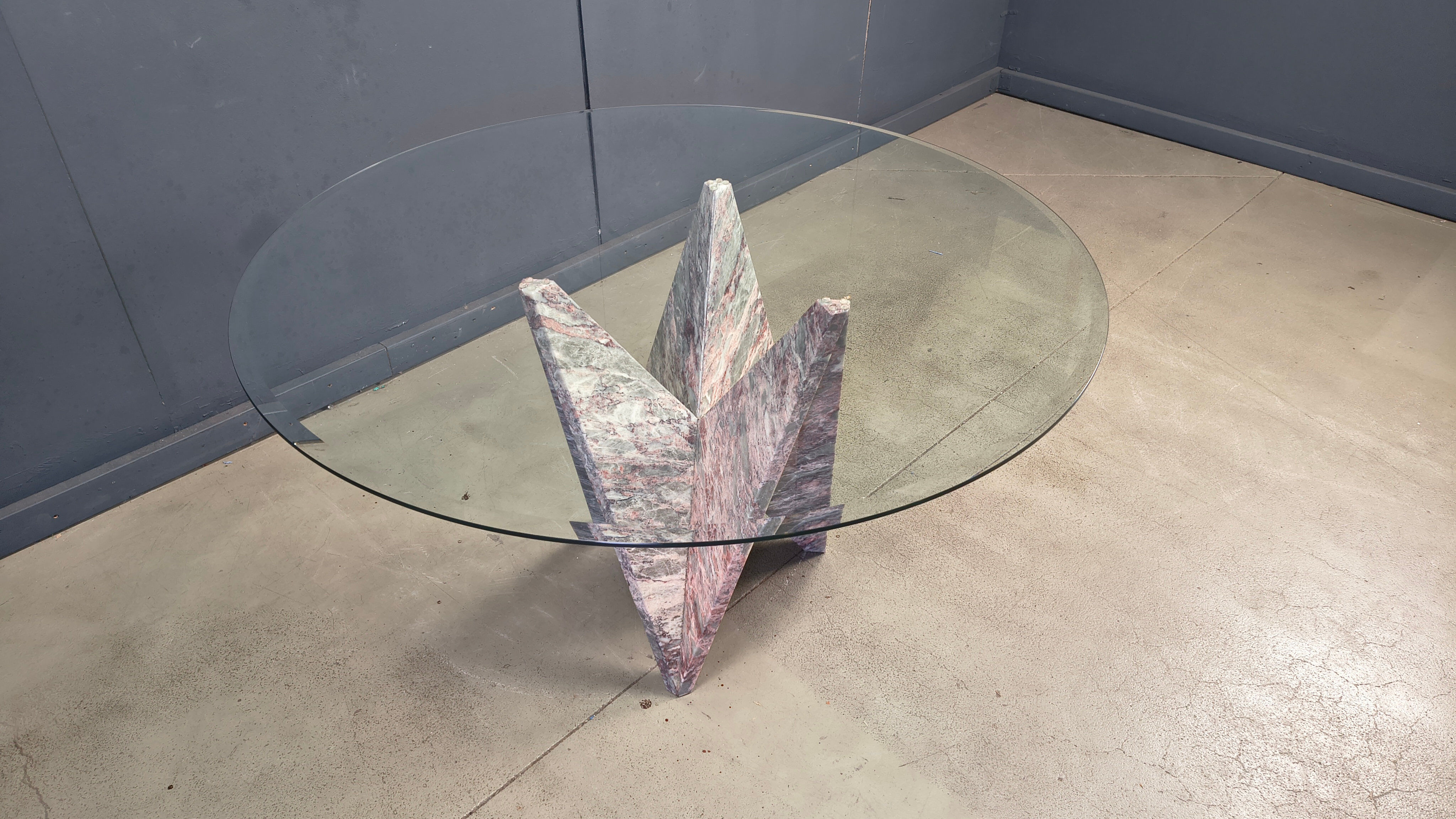 Architectural marble and glass dining table, 1970s