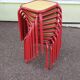 Lot de 10 tabouret bas carré en métal rouge - bois - atelier - industriel