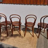 4 curved wooden bistro chairs