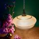 Suspension vintage lampshade in frosted yellow and gold glass