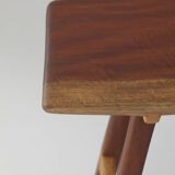 Contemporary handcrafted solid wood stool / end table from Sipo, Oak and Ash