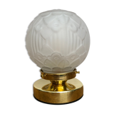 Vintage art deco globe table lamp in frosted glass