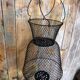 Ancienne Nasse Pêche Panier Métal Noir Pliable Vintage #A315