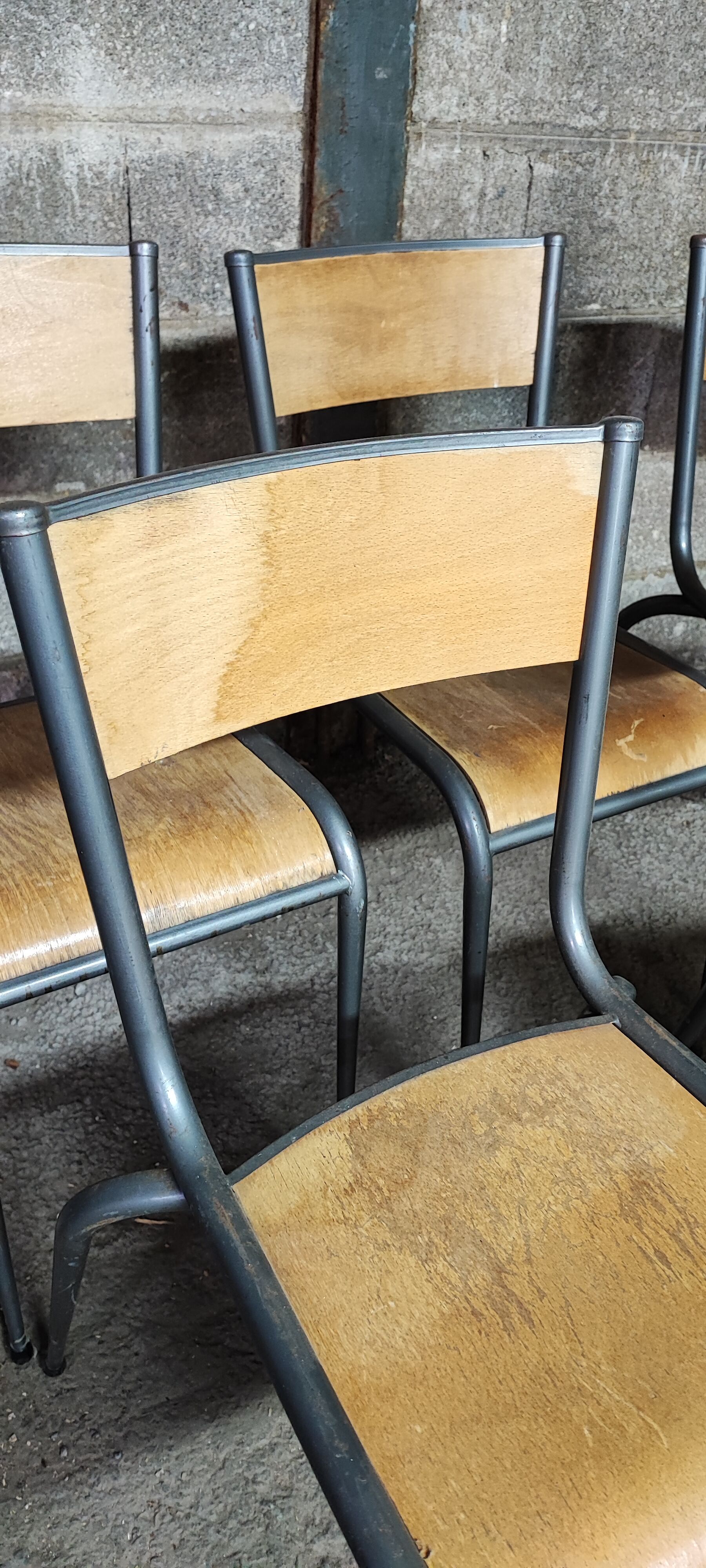 Six Mullca School Chairs 510 feet tapered