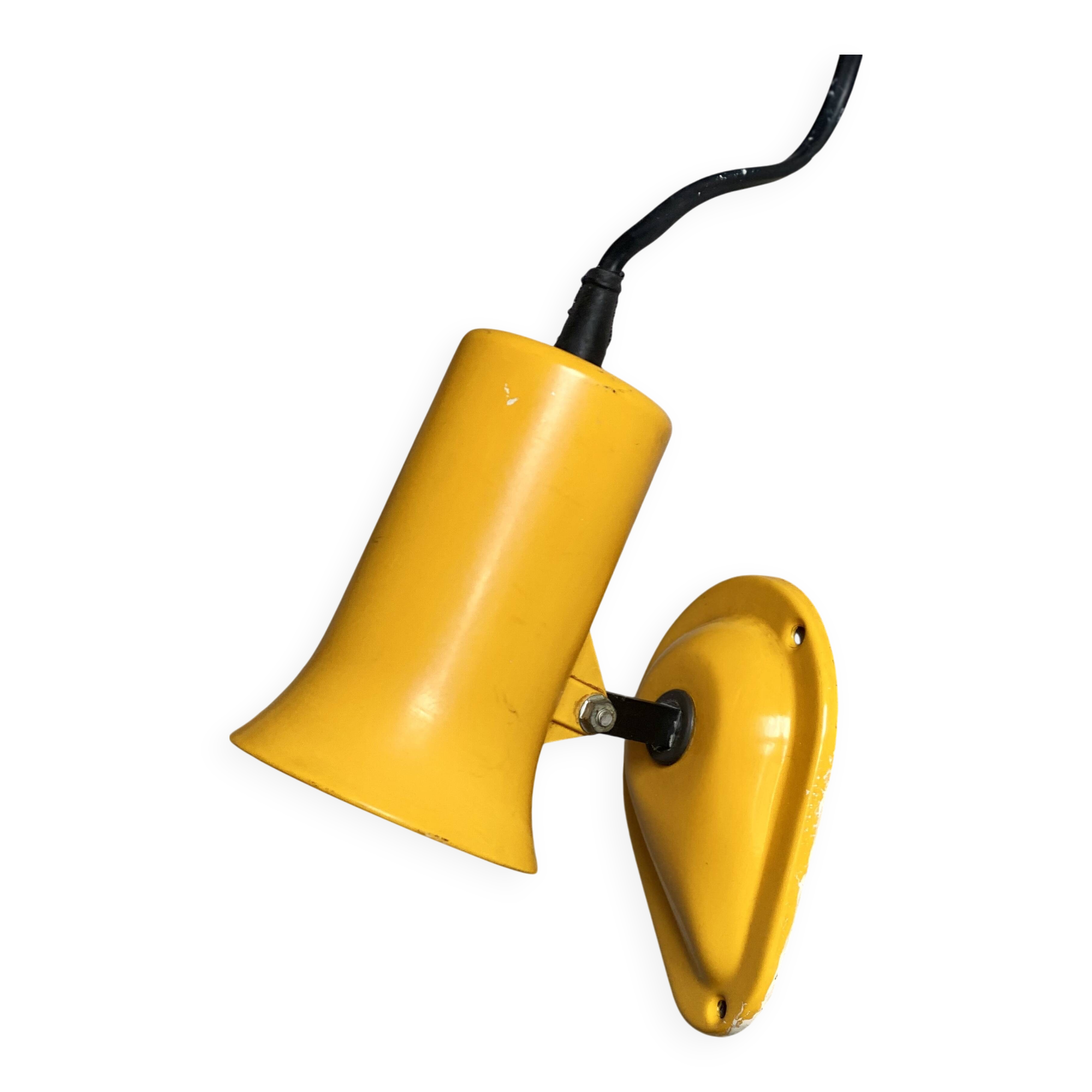 LITA wall lamp, adjustable, vintage 1960s, yellow lacquered metal spotlight