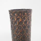 Heavy bronze vase with copper details