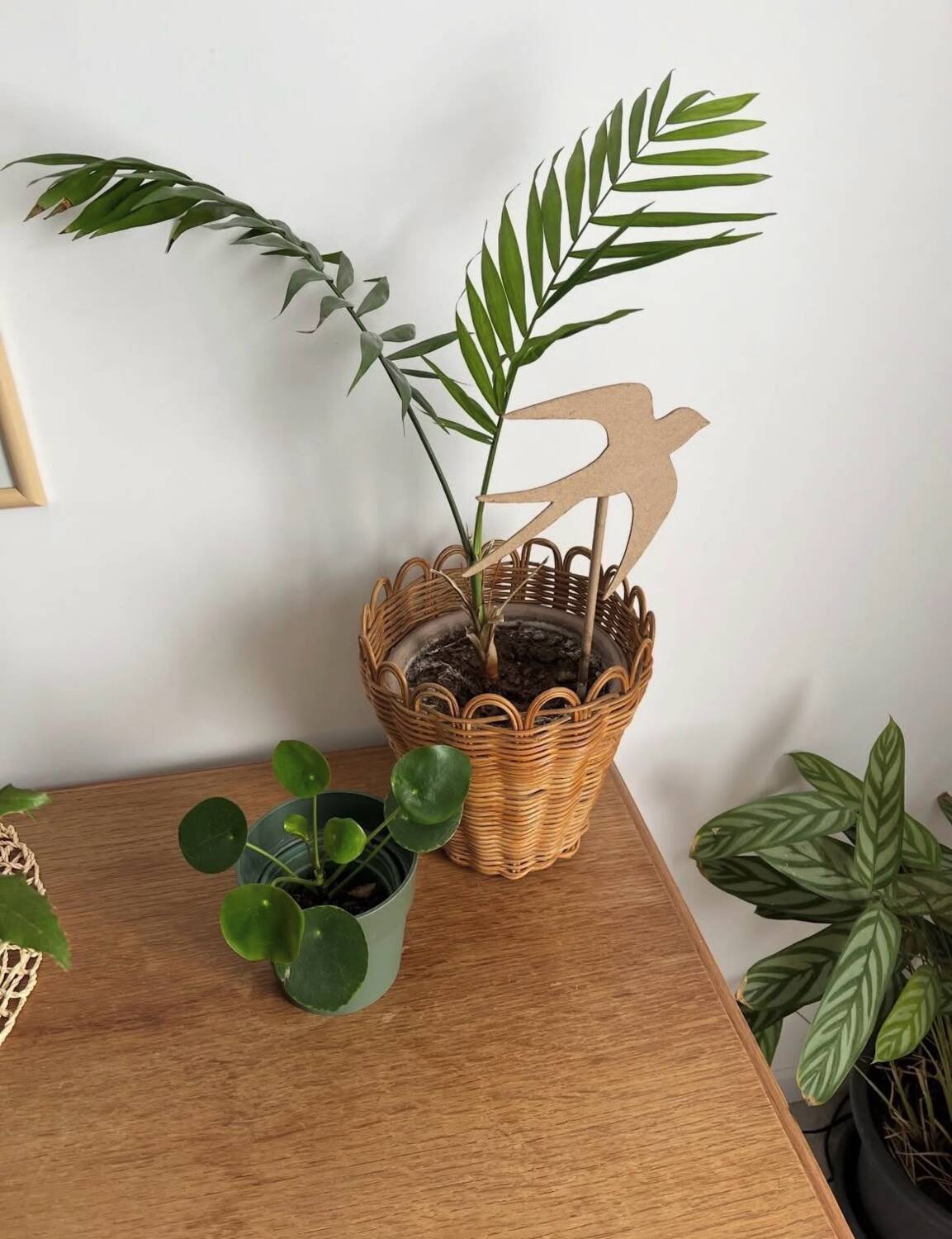 Vintage rattan cache pot