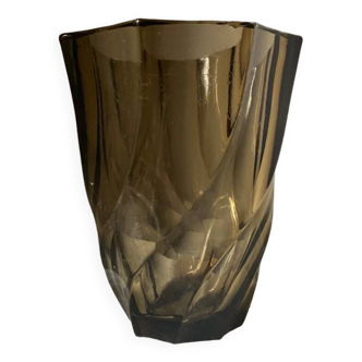 Vase en verre fumé vintage