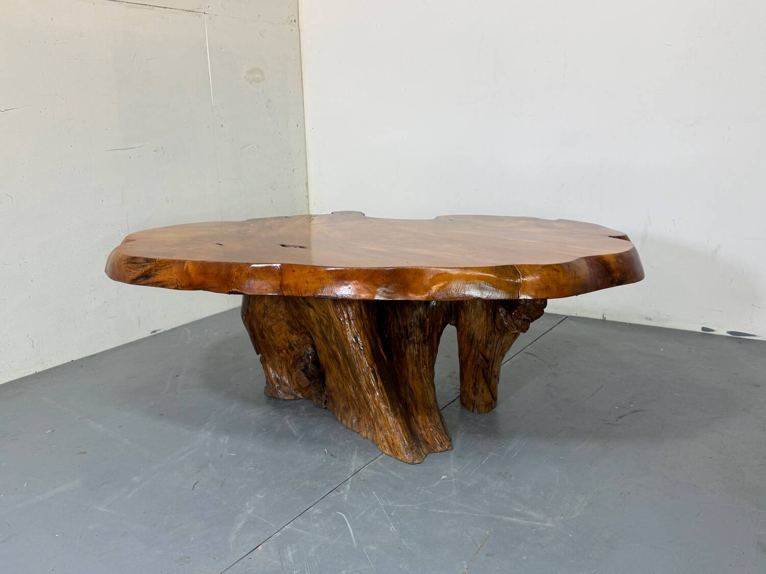 Mid-Century Brutalist Wabi Sabi Organic Natural Burl Wood Coffee Table