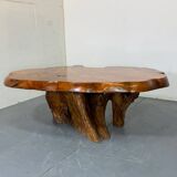 Mid-Century Brutalist Wabi Sabi Organic Natural Burl Wood Coffee Table