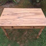 Table bureau ancienne de style Louis Philippe en merisier avec 2 tiroirs