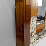 Large Art Deco wardrobe in oak, marble and mahogany, circa 1925