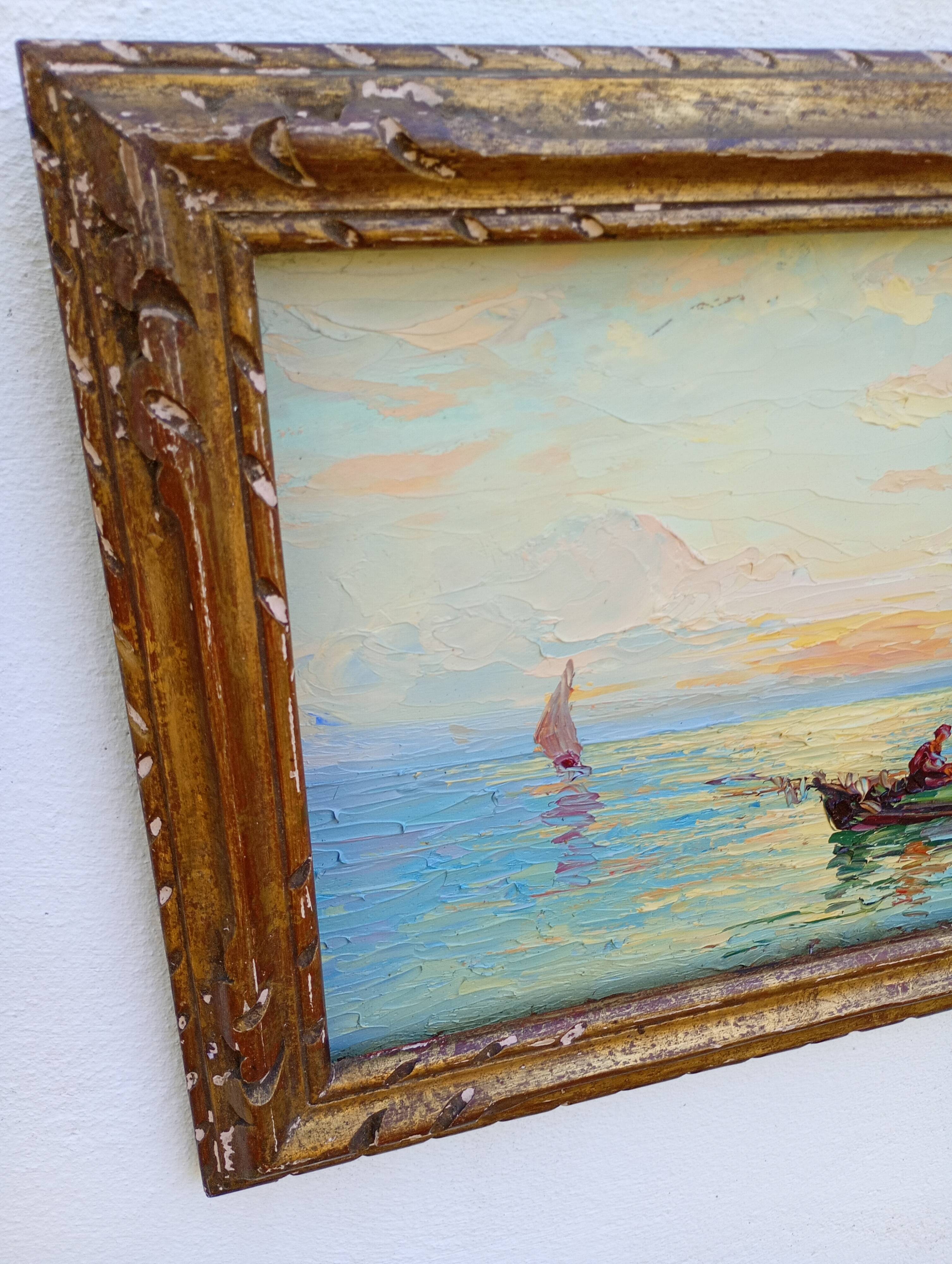 Marine italienne – Huile sur panneau signée Italo Giordani