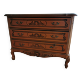 Commode 3 tiroirs de style Louis XV en bois massif