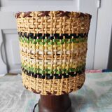 Vintage 1965 lamp in wood and raffia