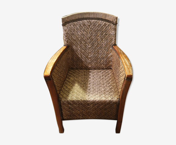Fauteuil rotin et bois