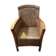 Rattan and wood armchair