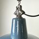 Industrial Blue Enamel Factory Lamp with Cast Iron Top, 1960s