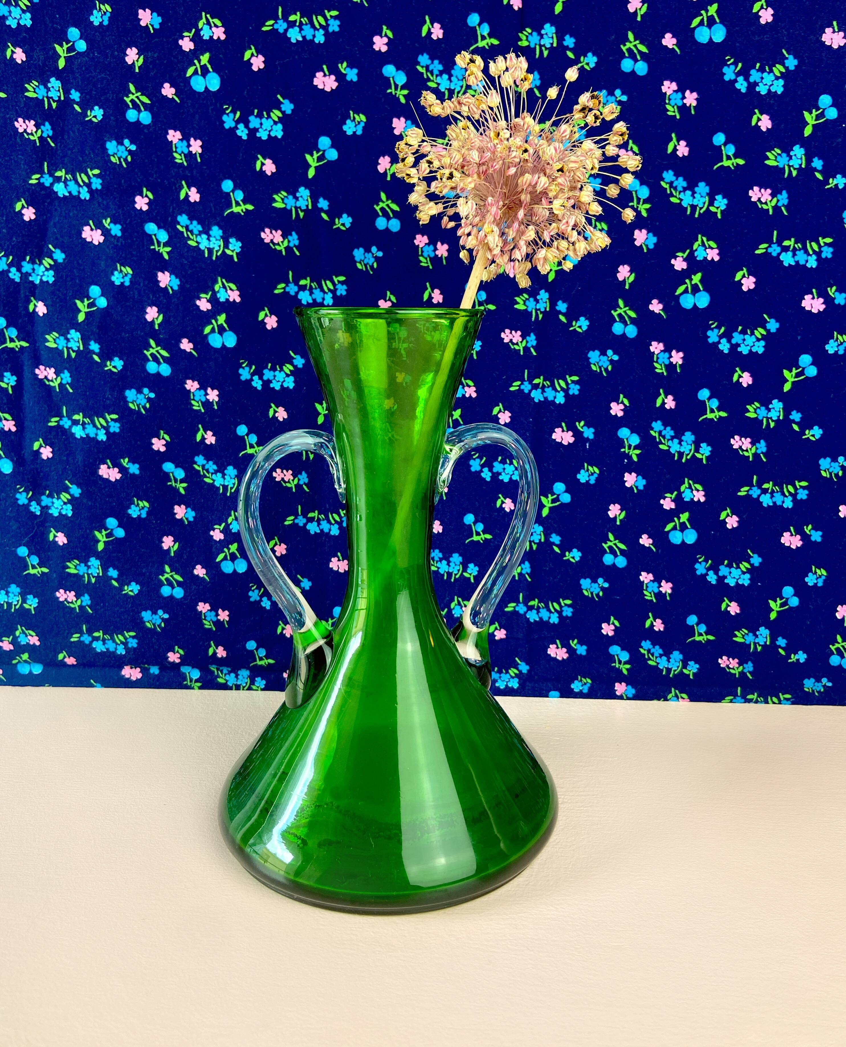 Green glass vase from the 50s