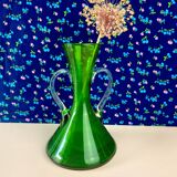 Vase en verre coloris vert année 50