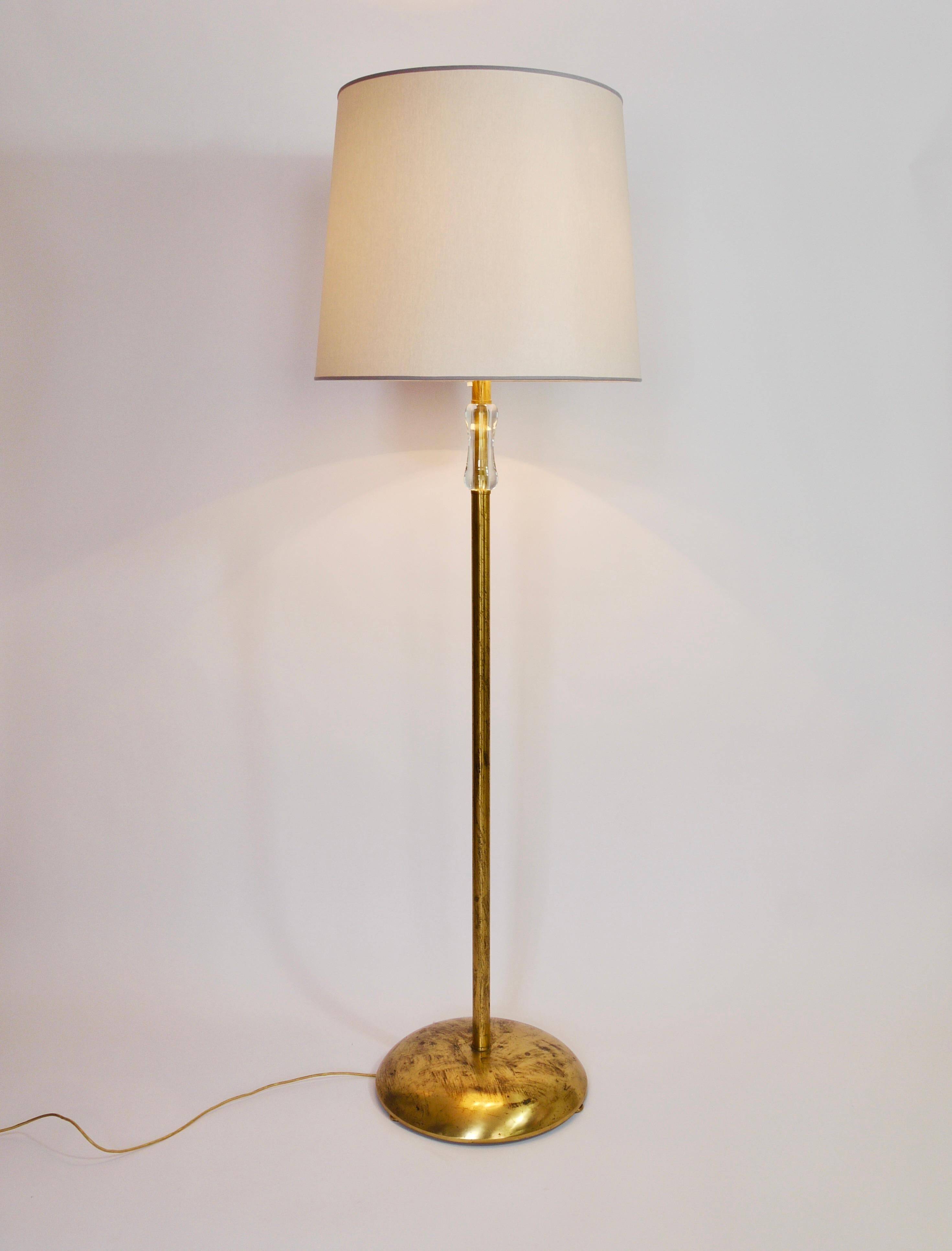 Bakalowits floor lamp from Vienna in solid brass with a glass handle, Austria, 1950s.
