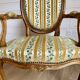 Vintage Louis XVI style medallion armchair – Carved wood and fabric