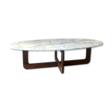 Marble and wood coffee table