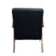 Chaise compas restaurée, tissu jaune canari, fil rose, teck, 1960