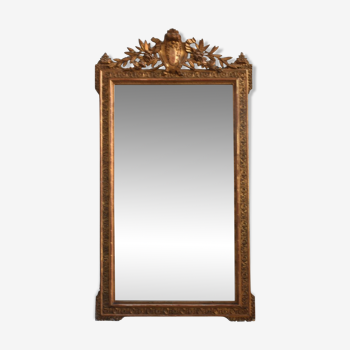 Miroir en bois et stuc doré Louis XVI époque XIXème