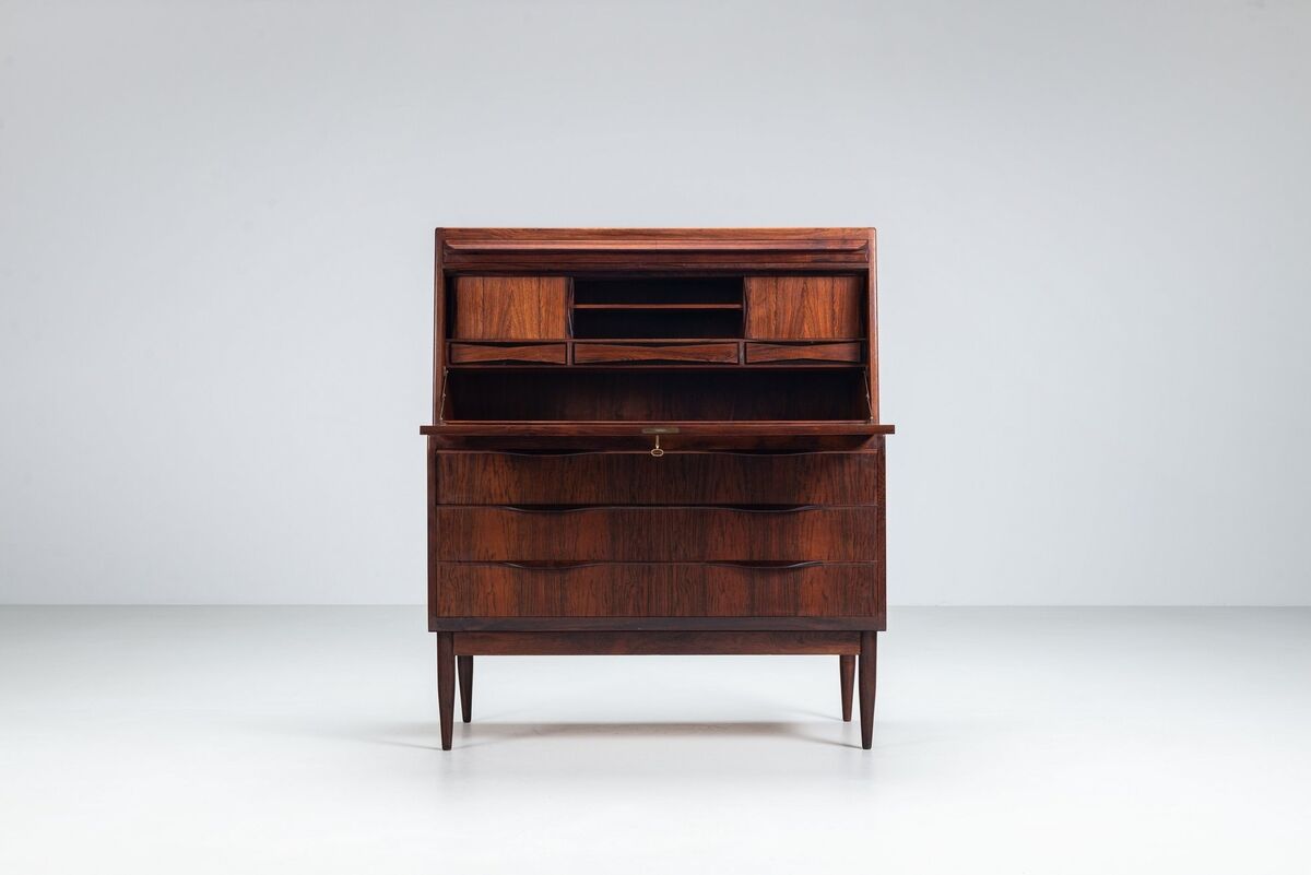 Bureau secrétaire Erling Torvits en palissandre Klim Mobelfabrik Danemark 1960
