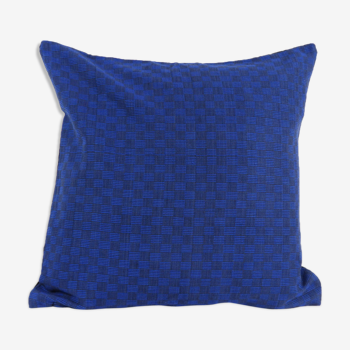 Housse de coussin tissé main bleu